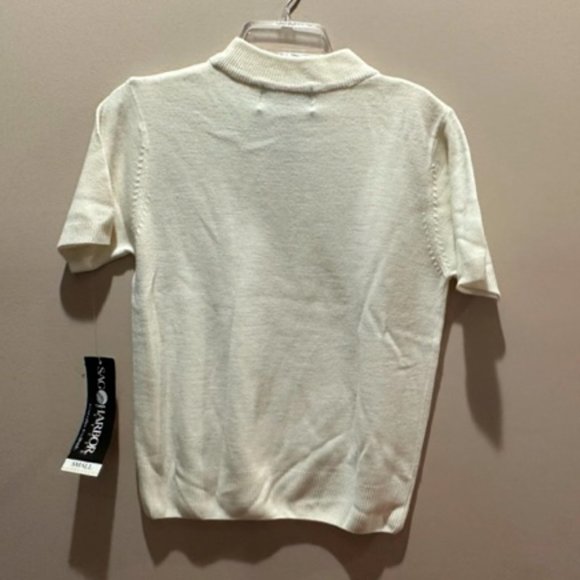 White Sag Harbor Short Sleeve Acrylic Top Small - Picture 2 of 3